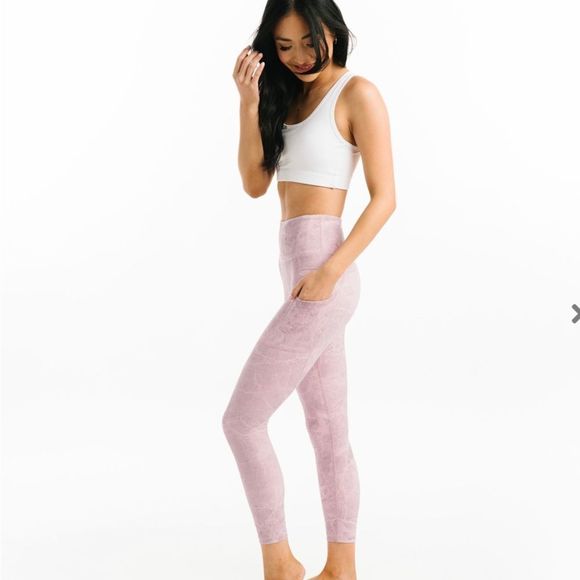 NWT Pink Digital Granite Pocket Light n Tight Hi-Rise 7/8 24" small - Picture 2 of 5